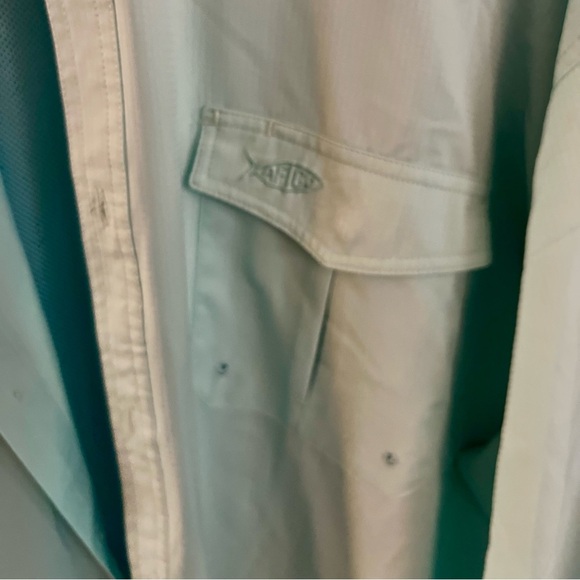 AFTCO Aqua Blue Long Sleeve Button Down Vented Fishing Shirt, Size 2X - Picture 5 of 6